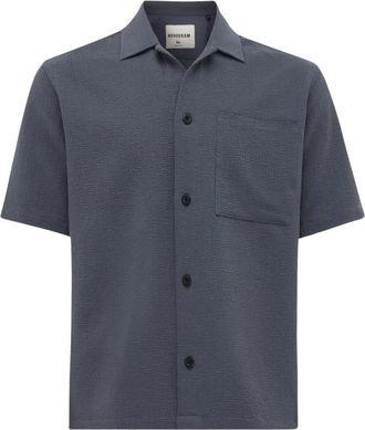 Genti Sunset Monogram Relaxed Fit Shirt - Heren - Korte mouwen Overhemden - Grijs - M - Katoen - Overhemden
