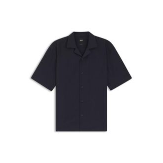 BOSS Relaxed-fit shirt in wool-blend mesh