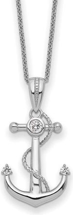 Diamond2Deal Sterling Silver Cubic Zirconia My Mother My Anchor Necklace