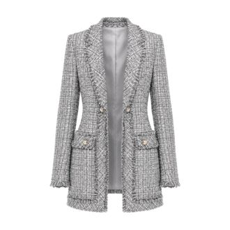 Dolce & Gabbana Tweed Jas - Dames - Jassen - Grijs - Maat: 2XS Tweed