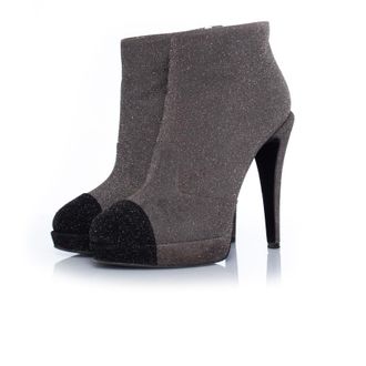 Chanel Grijze platform glitterschoenen