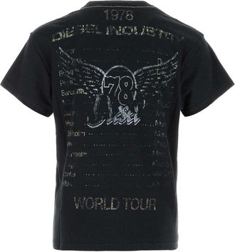 Diesel Graphic Print Cotton-Hemp T-Shirt - Black