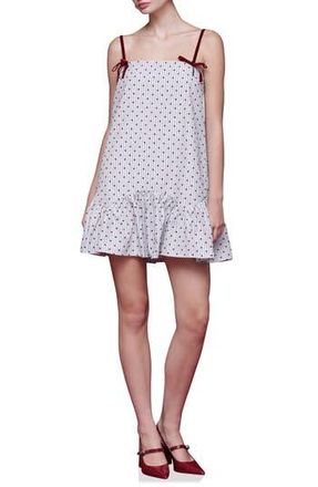 Avec Les Filles Babydoll Heart & Stripe Minidress in Blue Stripe Red Hear at Nordstrom Rack, Size 12