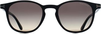 Tom Ford Round Mens Shiny Black Grey Gradient Light Mirror Holt-02 FT1302 - One Size
