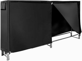 Costway Costway Le&ntilde;ero Exterior Con Cubierta Pvc 600d Impermeable, Estante Le&ntilde;a De 240 Cm, Soporte Para Le&ntilde;a Chimenea Interior Exterior Patio Negro