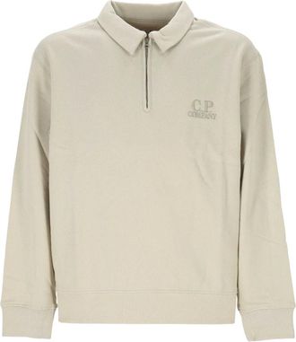 C.P. Company Felpa con zip corta in pile a coste diagonali - - Sweatshirts & Hoodies - Uomo - Beige - L