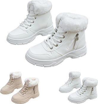 Generic Snow Boots for Womens Winter Warm Faux Fur Lined Boot Comfortable Lace Up Ankle Booties Outdoor Insulated Anti Slip Shoes Waterproof Short Combat Boot