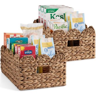 Best Choice Products 16x12 Scalloped Shelf Baskets, Woven Storage Bins, 2 Pack