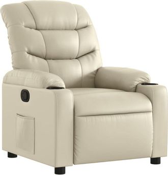 vidaXL Sill&oacute;n Reclinable De Cuero Sint&eacute;tico Crema Vidaxl
