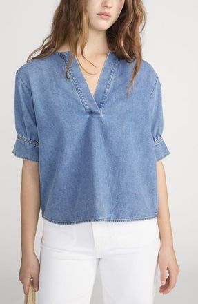 Frame Denim V-Neck Denim Popover Top in Sora at Nordstrom, Size X-Small