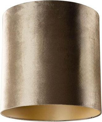 QAZQA Clásico/Antiguo Algodón Pantalla de lámpara de terciopelo bronce con interior dorado 40/40/40, Cilíndra Apto para lámpara colgante y de pie - Qazqa