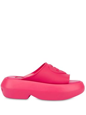 Love Moschino logo-embossed slides - women - Rubber/Polyurethane/PVC - 37 - Pink