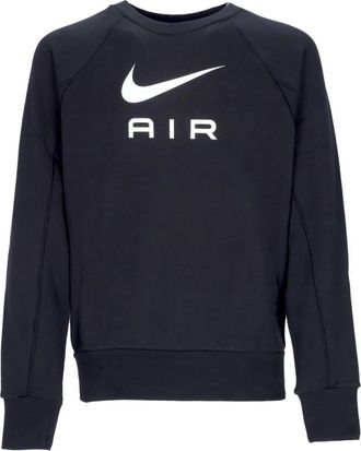 Nike Lichte Crew Neck Sweatshirt Air French Terry - Heren - Sportshirts - Zwart - L - Katoen - Fitness