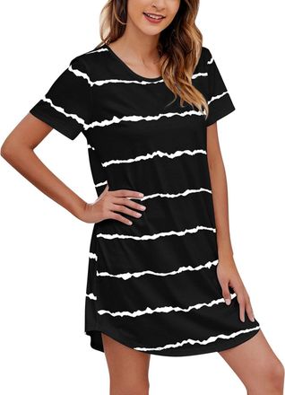 Generic Cotton Nighties For Women Plus Size - Ladies Nightdresses 16-18 Short Sleeve - Summer Nighties Sleepwear Nightwear Pjs Size 20 Nightwear Plus Sizes Ni