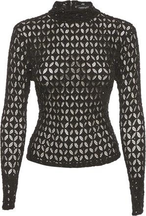 Retrof&ecirc;te Top con perline - Nero