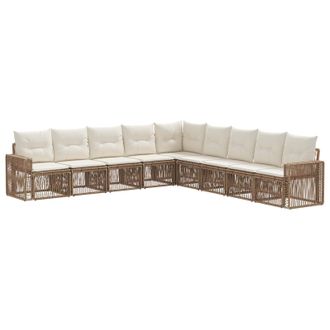 vidaXL Conjunto De Sof&aacute;s De Jard&iacute;n 9 Pcs Beige Y Blanco Crema Vidaxl