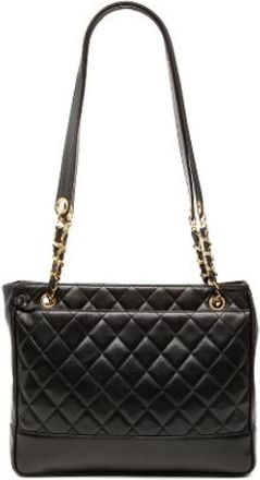 Chanel Pre-owned Shoulder Bags, female, Black, Size: ONE SIZE Pre-owned Quilted Lambskin Tote