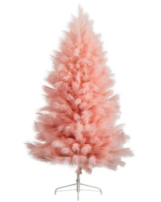 Nearly Natural 6Ft. Artificial Pink Pampas Grass Christmas Tree