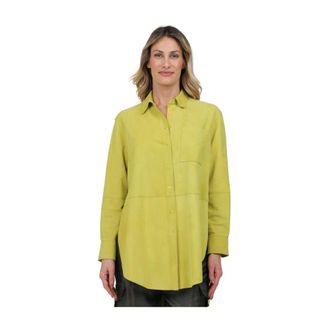 The Jackie Leathers Giacca camicia lunga in suede - - Blouses & Shirts - Donna - Giallo - L