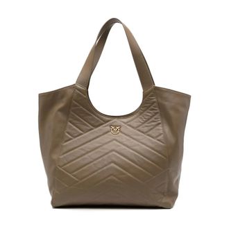 Pinko Casual Bruin Katoenen Tote Tas - Dames - Shoppers - Bruin - ONE Size - Katoen - Tassen