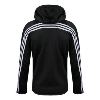 adidas Back Classic three stripes Zipper Hooded Jacket Mens Black DZ7404