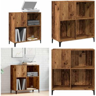 vidaXL Mobile Porta Dischi Legno Antico 84,5x38x89cm Legno Multistrato - Mobile porta vinili - Mobile per musica