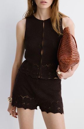 Mango Open Stitch Sweater Vest in Brown at Nordstrom, Size X-Large