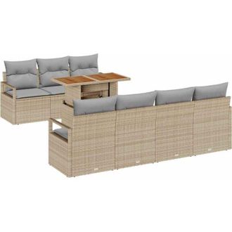 vidaXL Vidaxl - Conjunto De Sof&aacute; De Jard&iacute;n 8 Pcs Beige, Gris 100 X 55 X 73 Cm