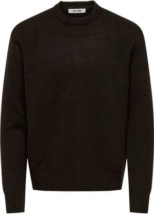 Only & Sons James Crew Gebreide Trui - Heren - Ronde hals truien - Zwart - XL - Truien & Vesten