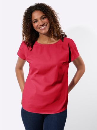 Casual Looks Schlupfbluse CASUAL LOOKS, Damen, Gr. 36, rot, 50% Baumwolle, 50% Polyester, unifarben, Rundhals, Blusen Schlupfbluse