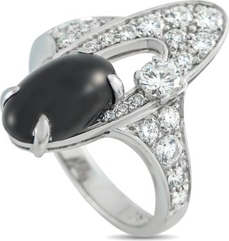 Bulgari Elysia 18K White Gold 0.65ct Diamond and Onyx Ring BV13-040726