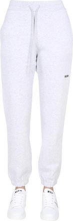 Msgm Joggingbroek met logo-opdruk - Dames - Sweatpants - Grijs - M - Katoen - Broeken