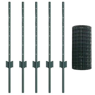 Berkfield Home Euro Fence with 5 U Posts Green 0.6x10 m Steel