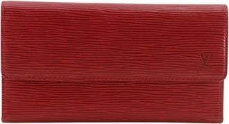 Louis Vuitton Epi Castilian Red Red Color Epi Leather Long Wallet (Bi-Fold) (Pre-Owned)
