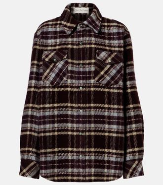 God's True Cashmere Plaid cashmere shirt with emeralds