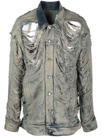 Rick Owens Jumbo Worker distressed denim jacket - men - Cotton - 50 - Blue