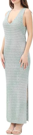 Akep Green Viscose Polyester Straight Knit Dress