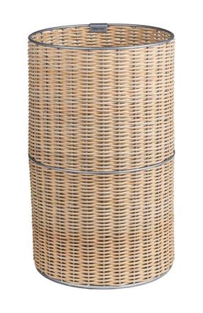 Happimess Cecil Modern Faux Wicker Cylinder Waste Basket in Natural/silver at Nordstrom