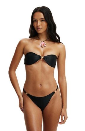 Cotton On Womens String Tanga Brazilian Bikini Bottom in Black Gloss at Nordstrom, Size X-Large