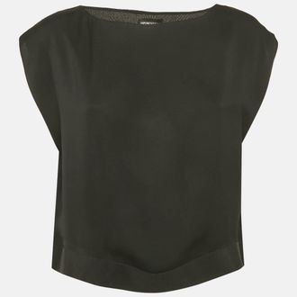 Emporio Armani Black Silk Cropped Top