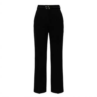 Sportmax High-Waisted Straight Leg Pants With Iconic S-Buckle