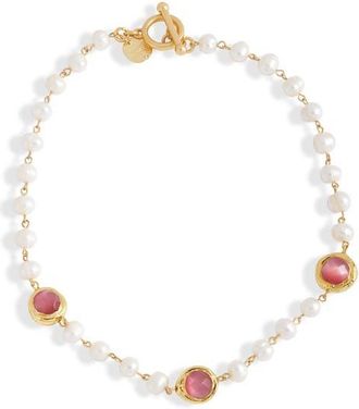 Karine Sultan Crystal Station Cultured Pearl Necklace in Gold at Nordstrom