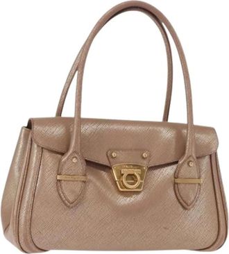 Ferragamo Pre-owned Handbags, female, Brown, Size: ONE SIZE Pre-owned Leather Handbag