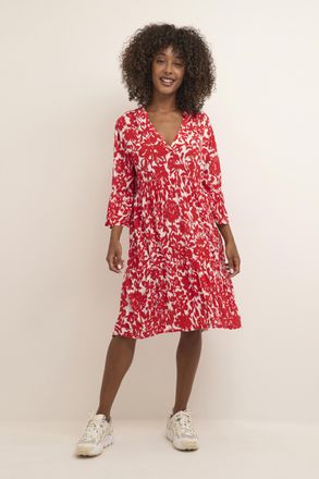 Kaffe Jurk A-shape white red