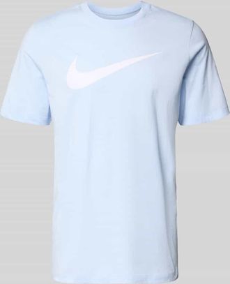 Nike T-Shirt mit Logo-Print Modell Swoosh in Hellblau, Gr&ouml;&szlig;e XXL