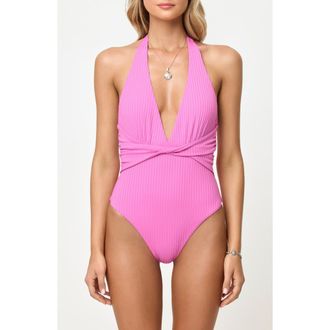 L*Space Coast to Coast Halter One-Piece Swimsuit in Sweetheart at Nordstrom, Size X-Large