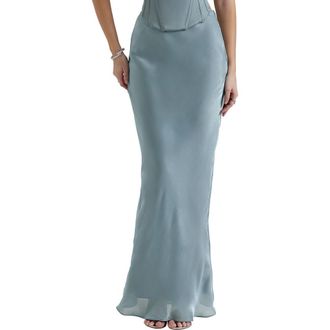 House of CB Amadi Shimmer Chiffon Maxi Skirt in Cool Blue at Nordstrom, Size X-Small