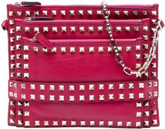 Valentino Pre-owned Studded Crossbody Bag - Dames - Vintage Schoudertas - Roze - ONE Size - Leer - Vintage