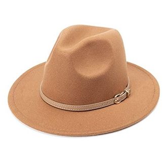 QUUPY Chapeau Fedora Femme Large Bord Avec Boucle - Élégant Classique Tendance Pour Mariage, Fête Et Quotidien