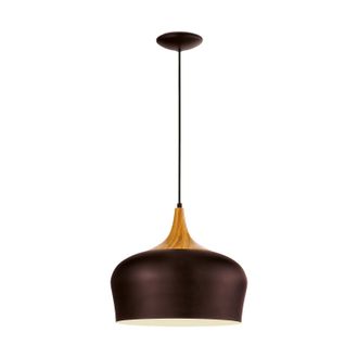 Loops Pendant Ceiling Light Brown with Cream Inner Coloured Steel Bulb E27 1x60W in Metallics